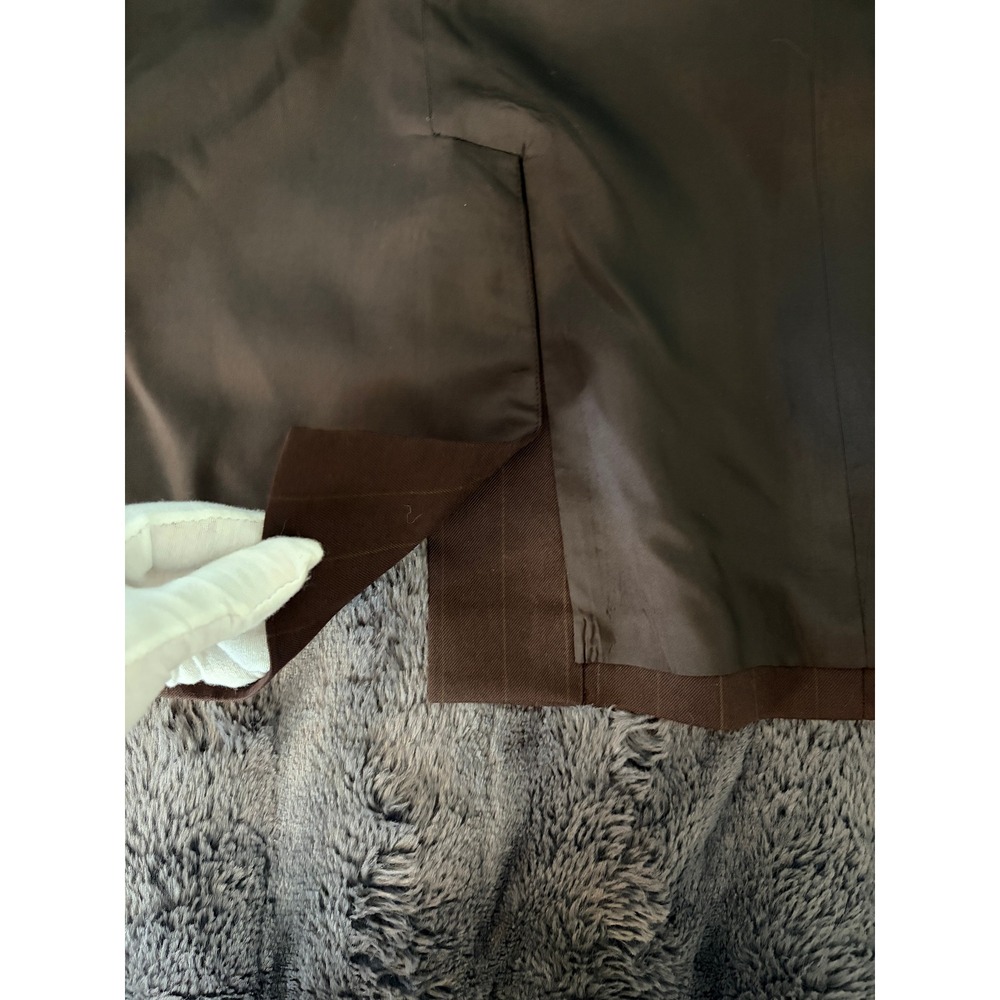 CHAPS Blazer 8 Brown Pinstripe 100% Wool Three-Button Dark Academia Professional - Picture 6 of 11
